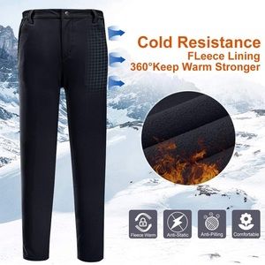 Black weather proof fleece lined ski and snow pants